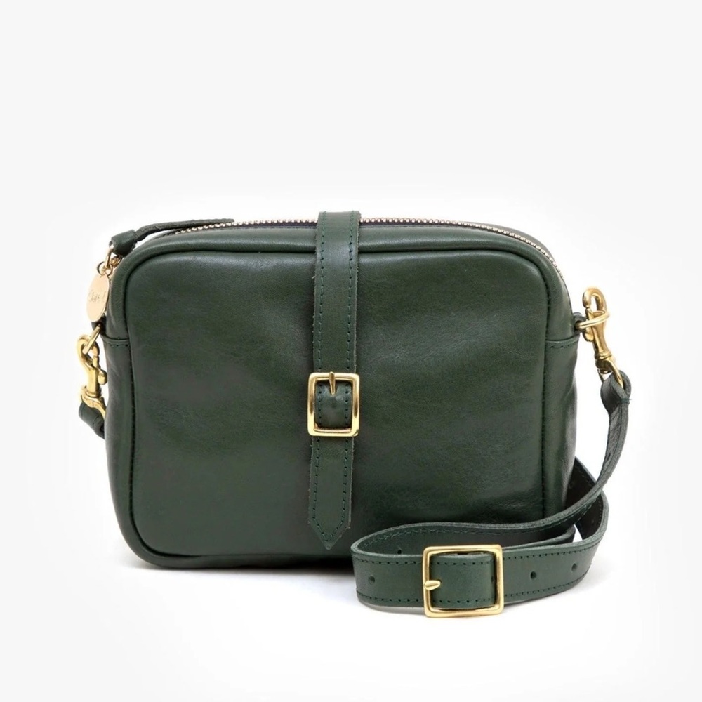 Clare V Green Leather Crossbody Bag